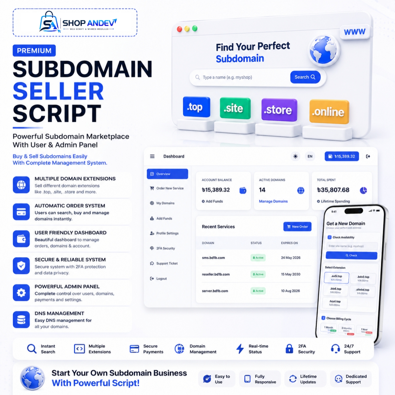 PREMIUM SUBDOMAIN MARKETPLACE SCRIPT
